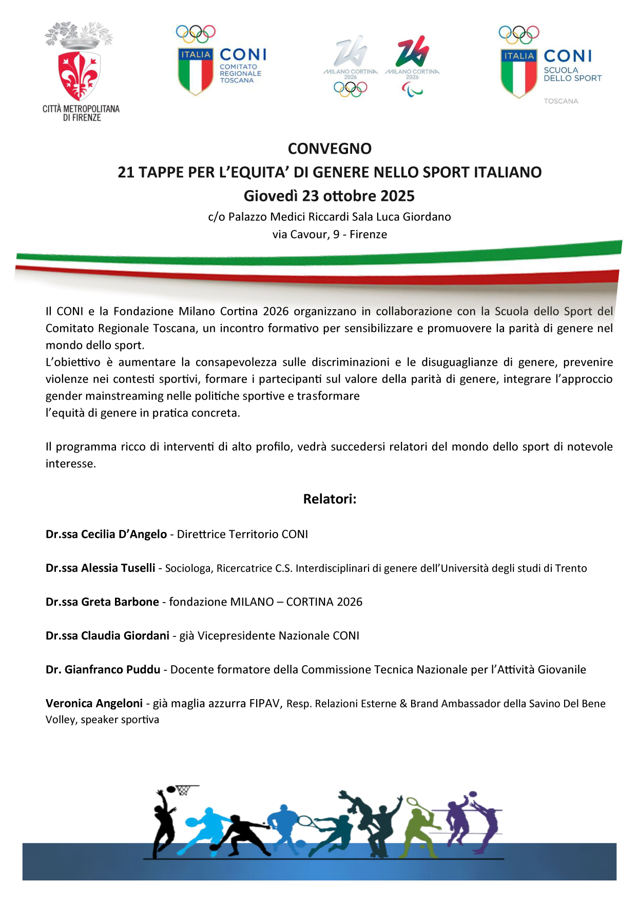 21 Tappe per l' Equita' di Genere nello Sport Italiano