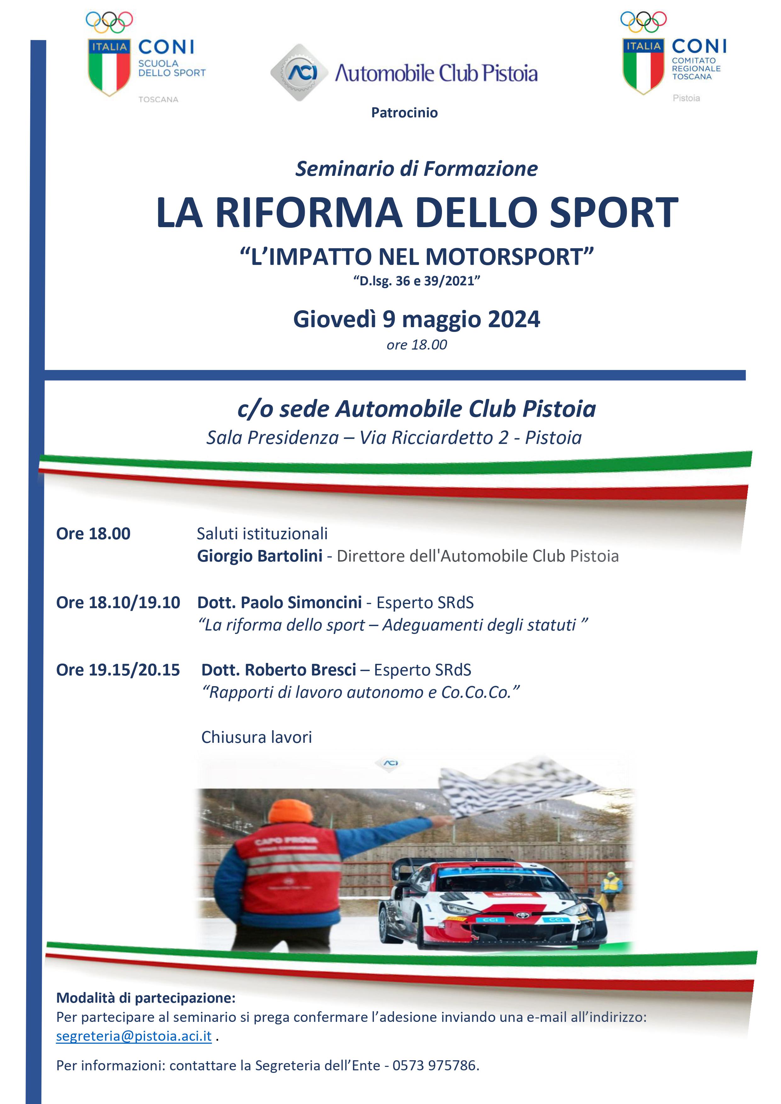 LA RIFORMA DELLO SPORT        “L’ IMPATTO NEL MOTORSPORT”