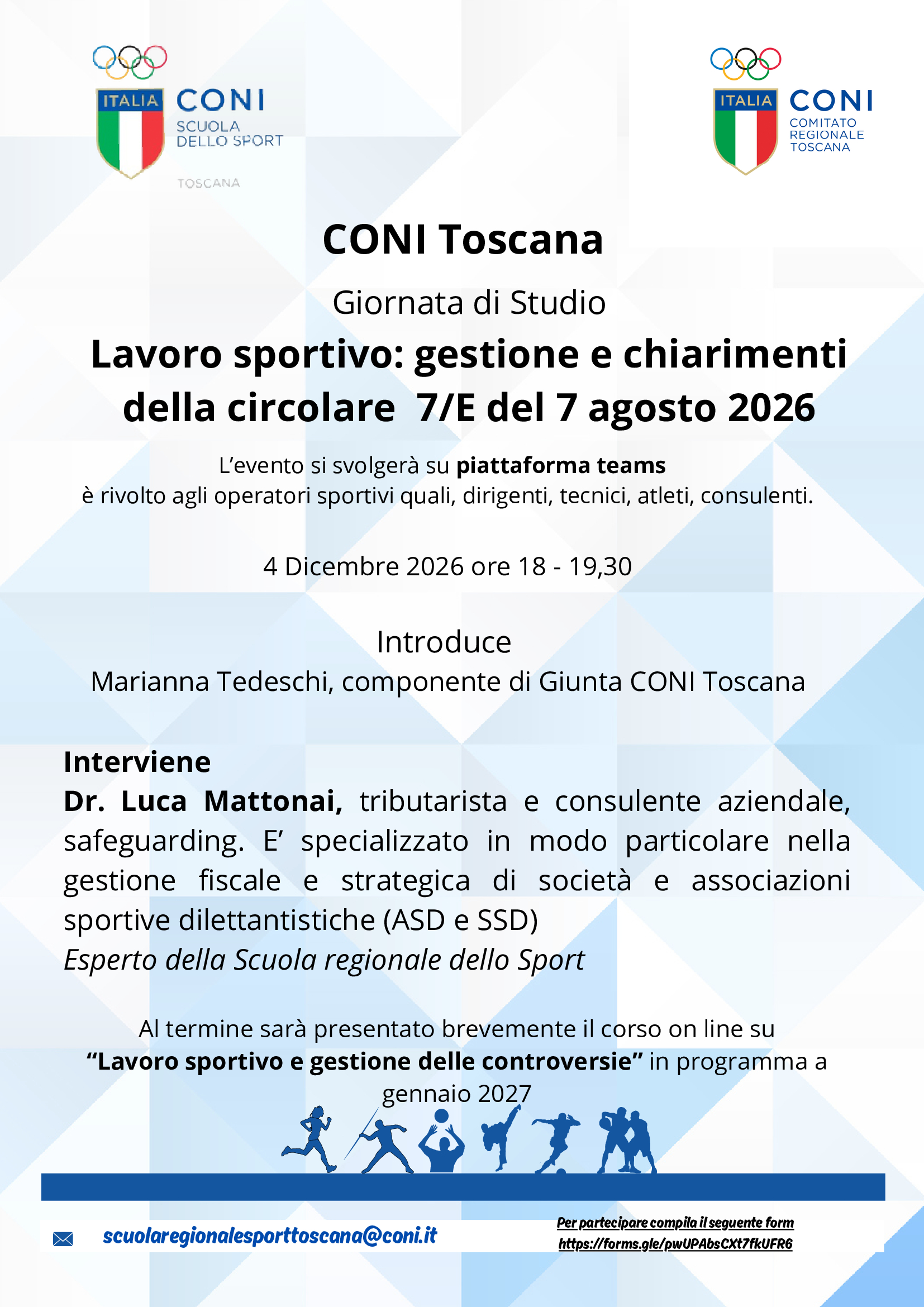Lavoro sportivo: gestione e chiarimenti della circolare  7/E del 7 agosto 2026