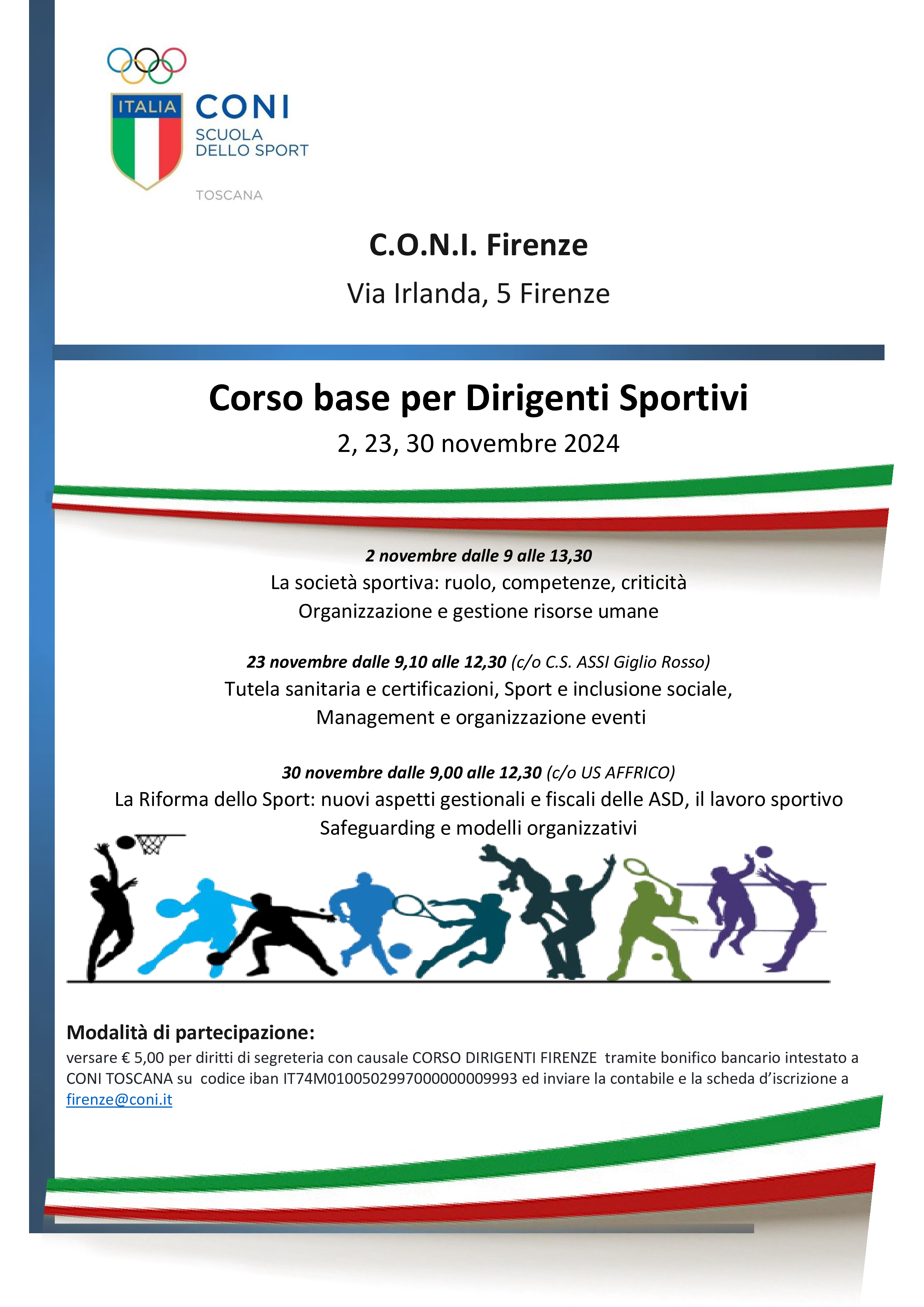 FIRENZE - CORSO BASE PER DIRIGENTI SPORTIVI 