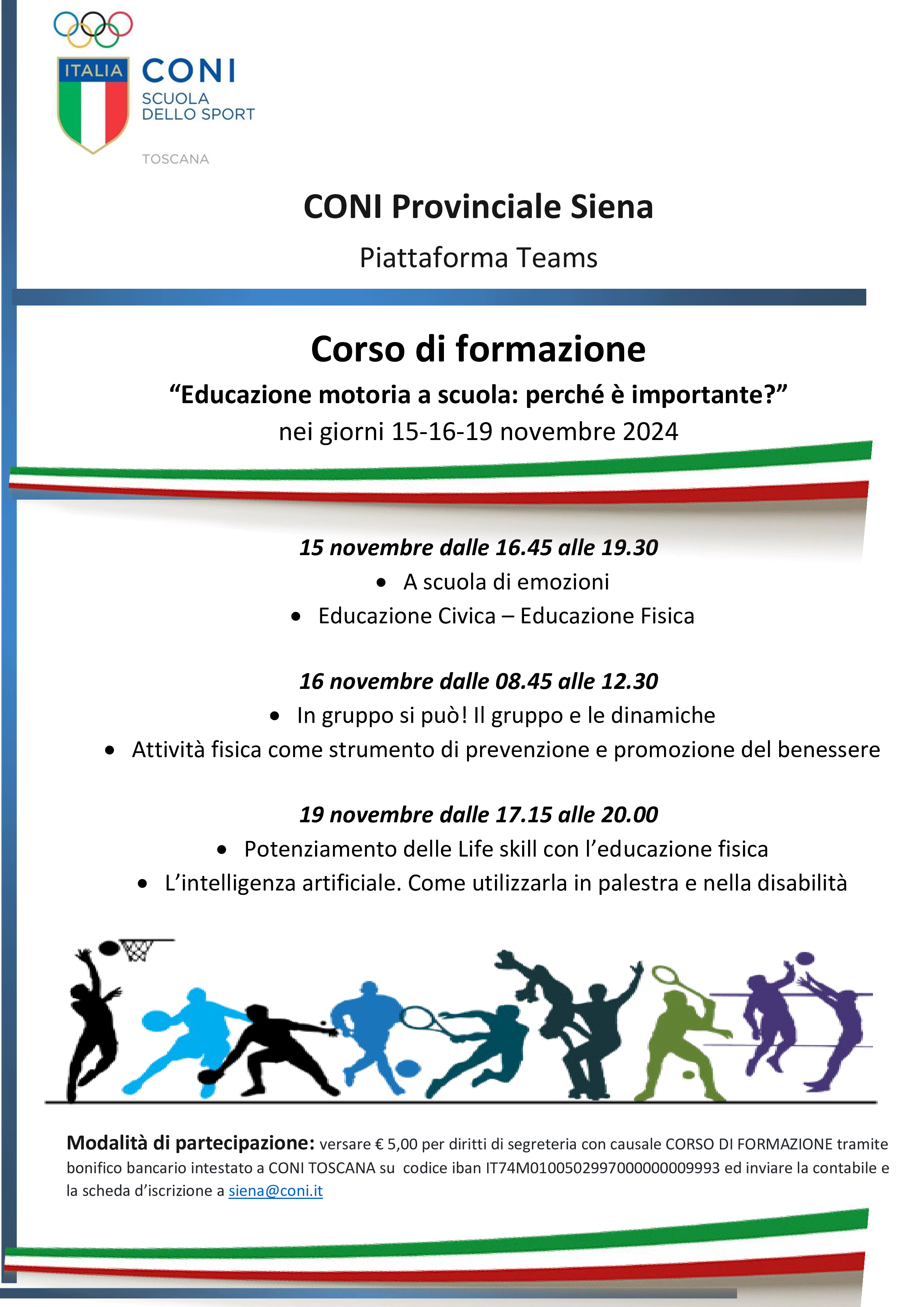 SIENA - CORSO PER ISTRUTTORI ATTIVITA' SPORTIVA SCOLASTICA